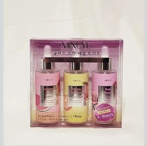 Korean Glass Skin Serum Trio - Watermelon, Vitamin C, Rose